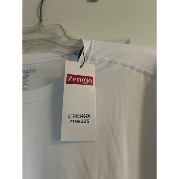 NWT Zengjo Men's White Dri Fit T Shirt Short Sleeve Polyester/Spandex Size XXL - Picture 2 of 5
